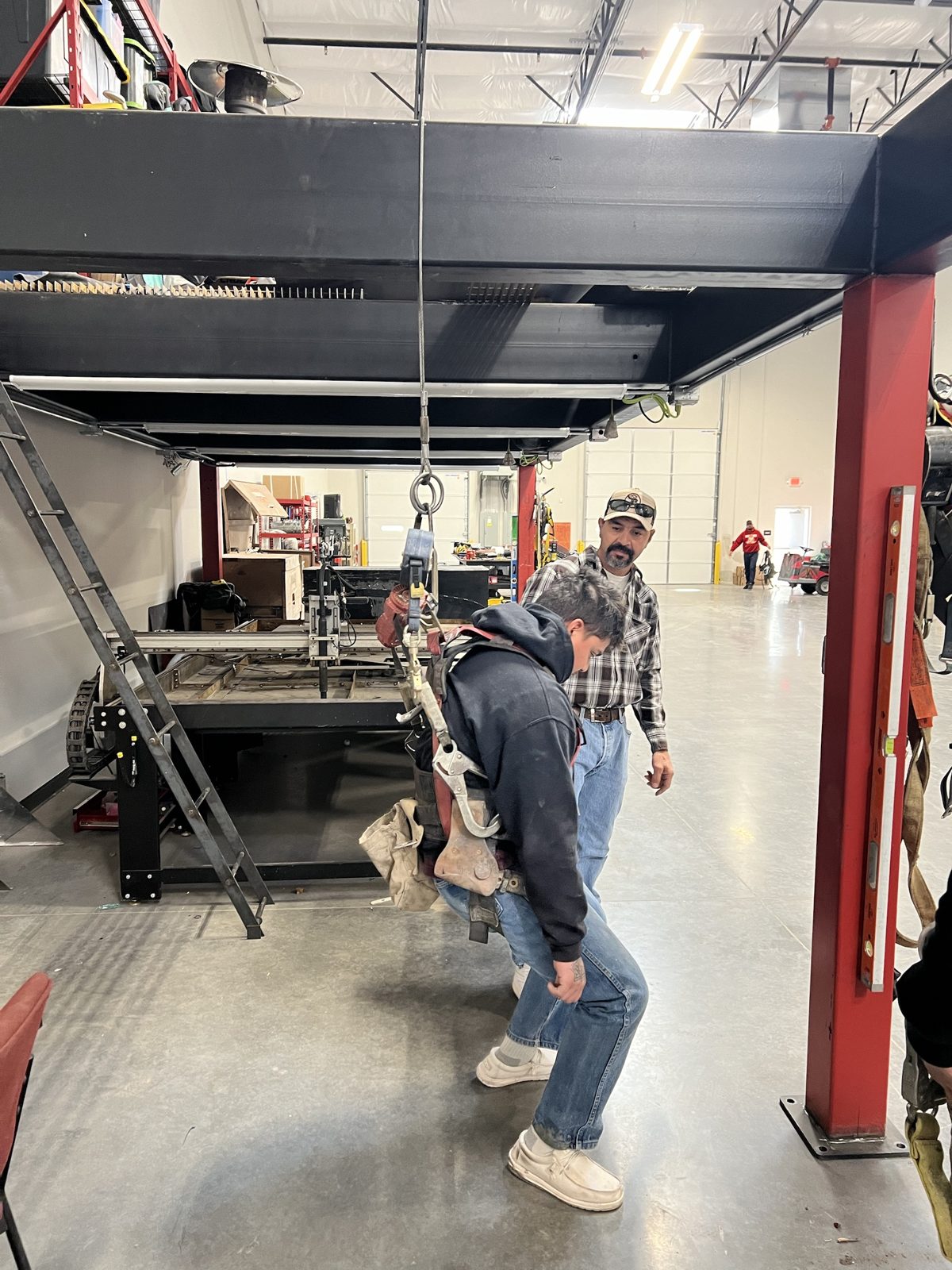 Hands-on fall protection practice during a Part 46 training class