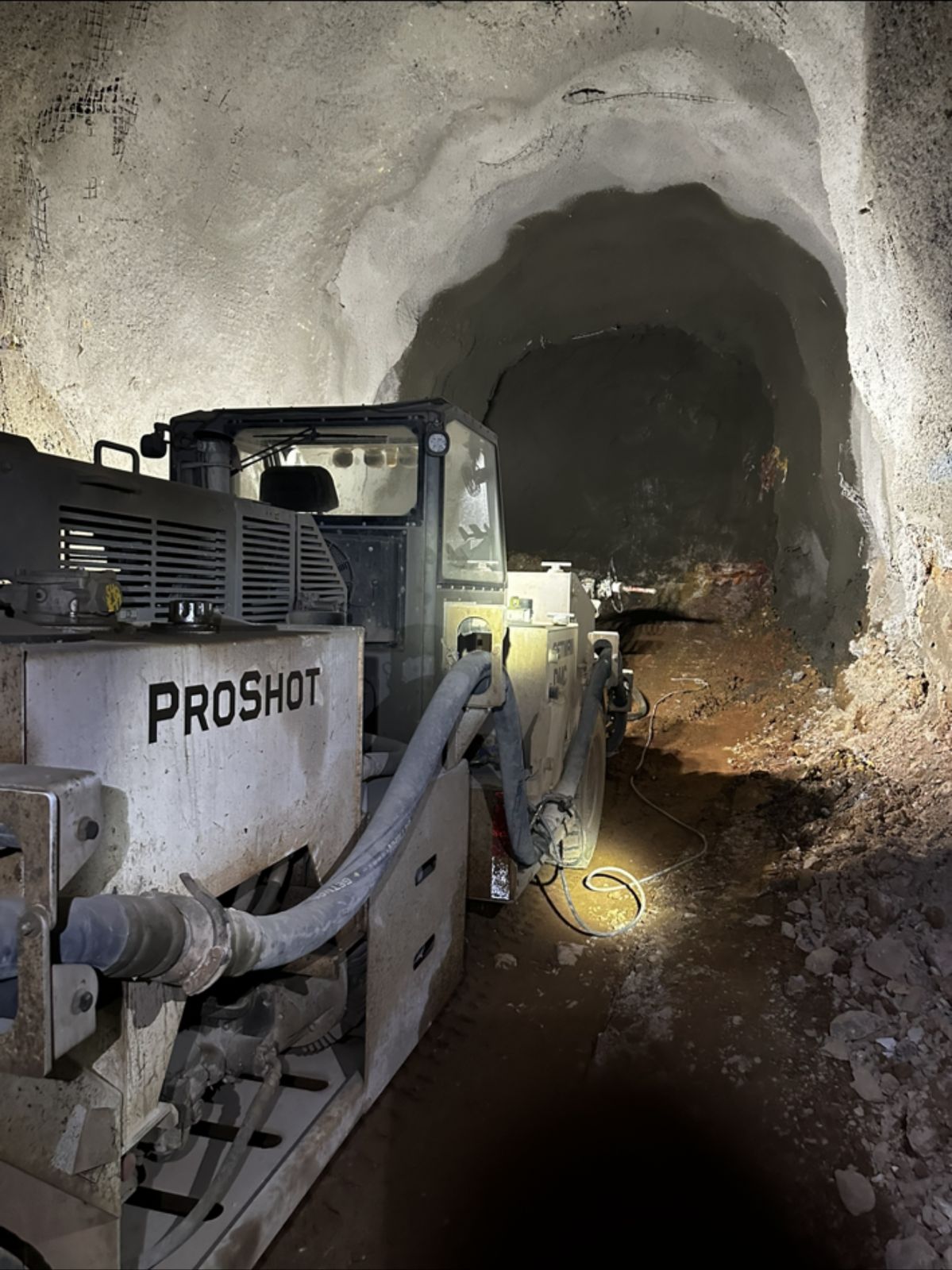 ProShot shotcrete rig in an underground heading